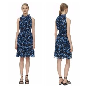 Rebecca Taylor Kyoto Floral Metallic Detail Smock Sleeveless Dress